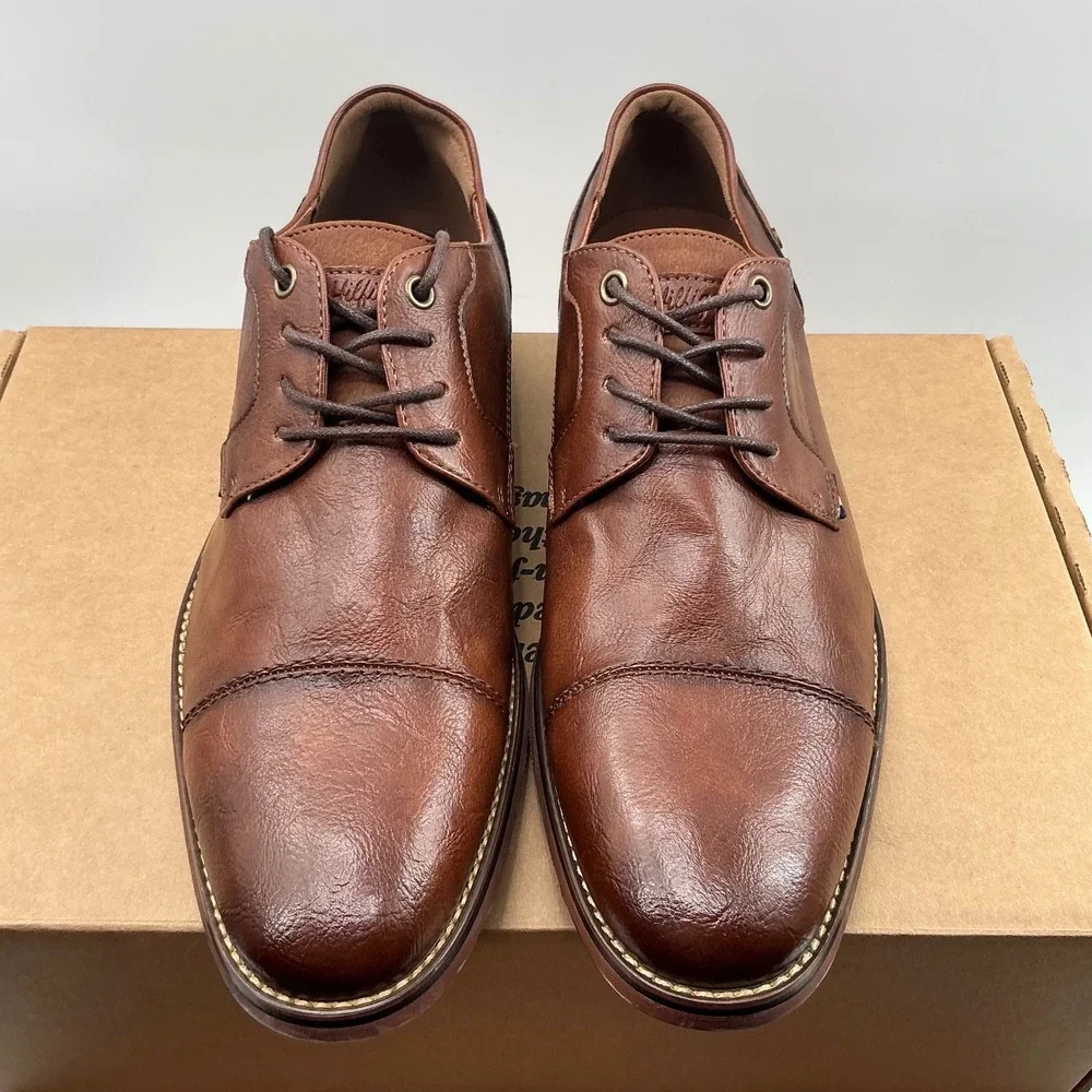 Tommy Hilfiger Mens Cognac Brown Cap Toe Oxford Dress Shoes TMRAIMO